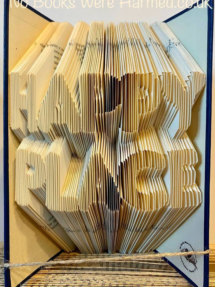 HAPPY PLACE Hand Folded Book Art Sculpture Gift for wholesale by No Books Were Harmed.co.uk