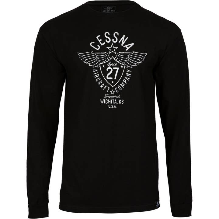 Cessna Sketch Officially Licensed Long Sleeve T-Shirt for wholesale by Aeroplane Apparel Co.