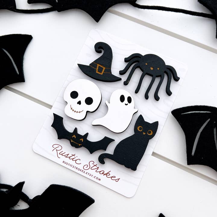 Halloween Wood Magnet Set for wholesale by RusticStrokes