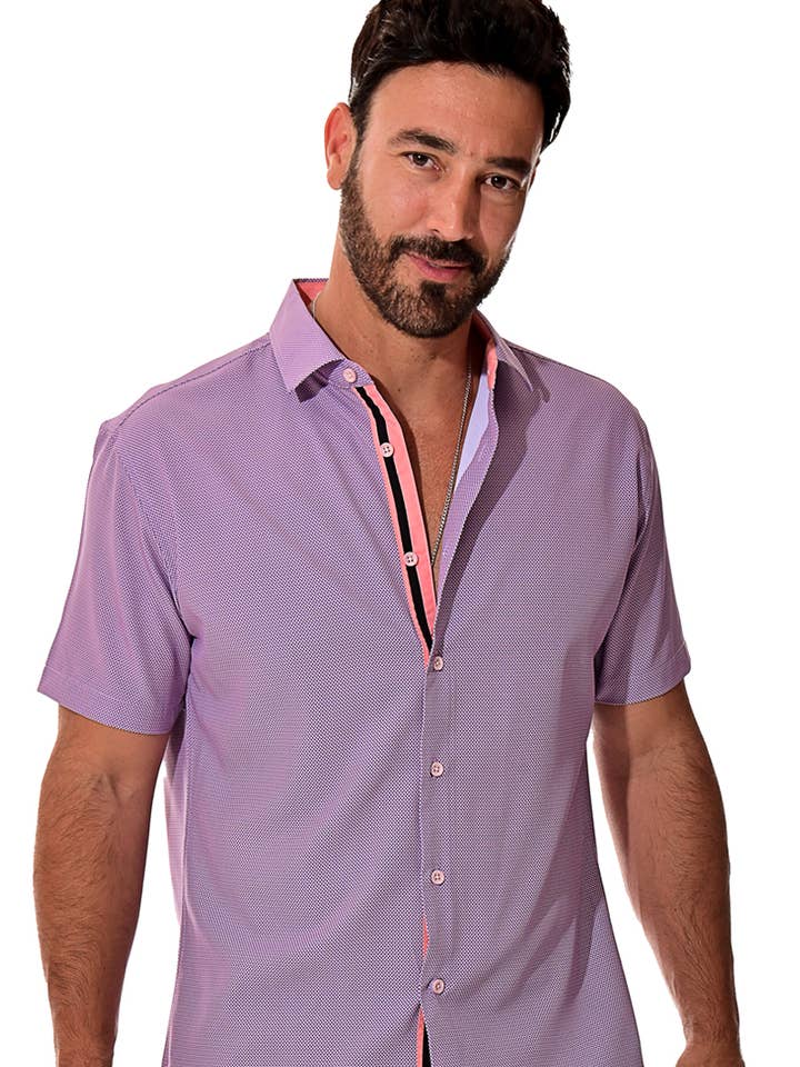Men's Button Front Short Sleeve Shirt MCX3189-B M-2XL BOHIO for wholesale by Azucar & Bohio