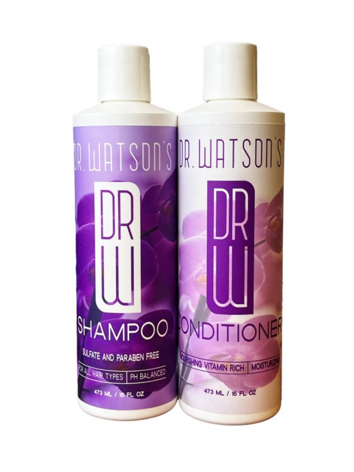 Dr. Watsons Hårpleje | Shampoo & Balsam Sæt | Sweet Pea | 16 oz hver for engroshandel hos Dr. Watson’s