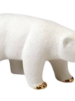 Polar bear in ceramic and gold for wholesale by Boutique ArtNika