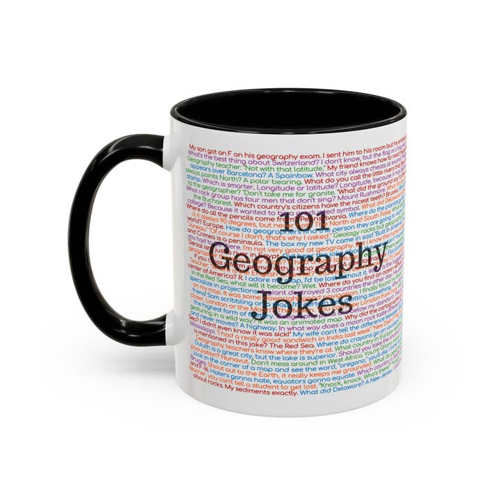 Tazza con 101 Barzellette di Geografia, Regalo Divertente per Insegnanti e Studenti per la vendita all'ingrosso da parte di Laughable Printables