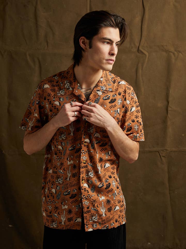 Pyknic - Wholesale Buttoned-down shirt – Unisex - Raise Hell Eat Tacos Men and Women Casual Button-Up Shirt4