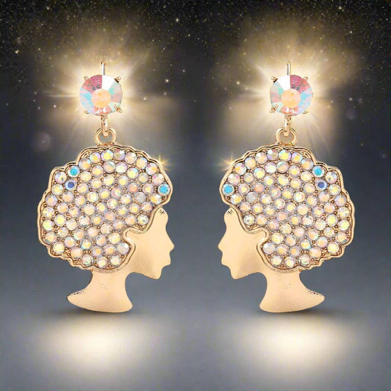 WoodWristCo - Venta al por mayor Pendientes colgantes - Pendientes Afro Curly Hair con diamantes completos5