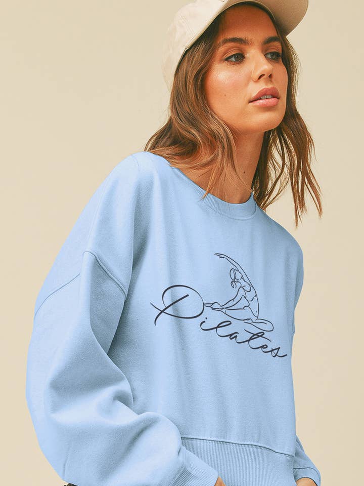 Pilates Kort Beskåret Langærmet Sweatshirt for engroshandel hos Honestee