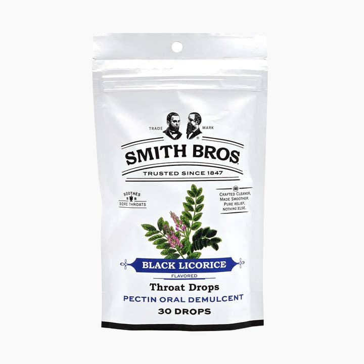 Smith Brothers Black Licorice Throat Drops Bag - 30 Ct for wholesale by BT Remedies