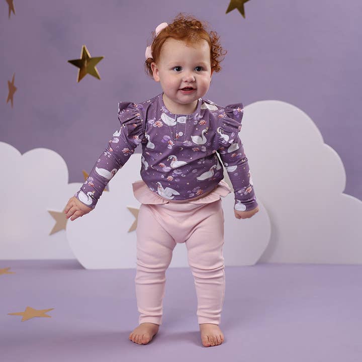 Baby Pink Organic Pants with Frill for wholesale by Snuggle Hunny