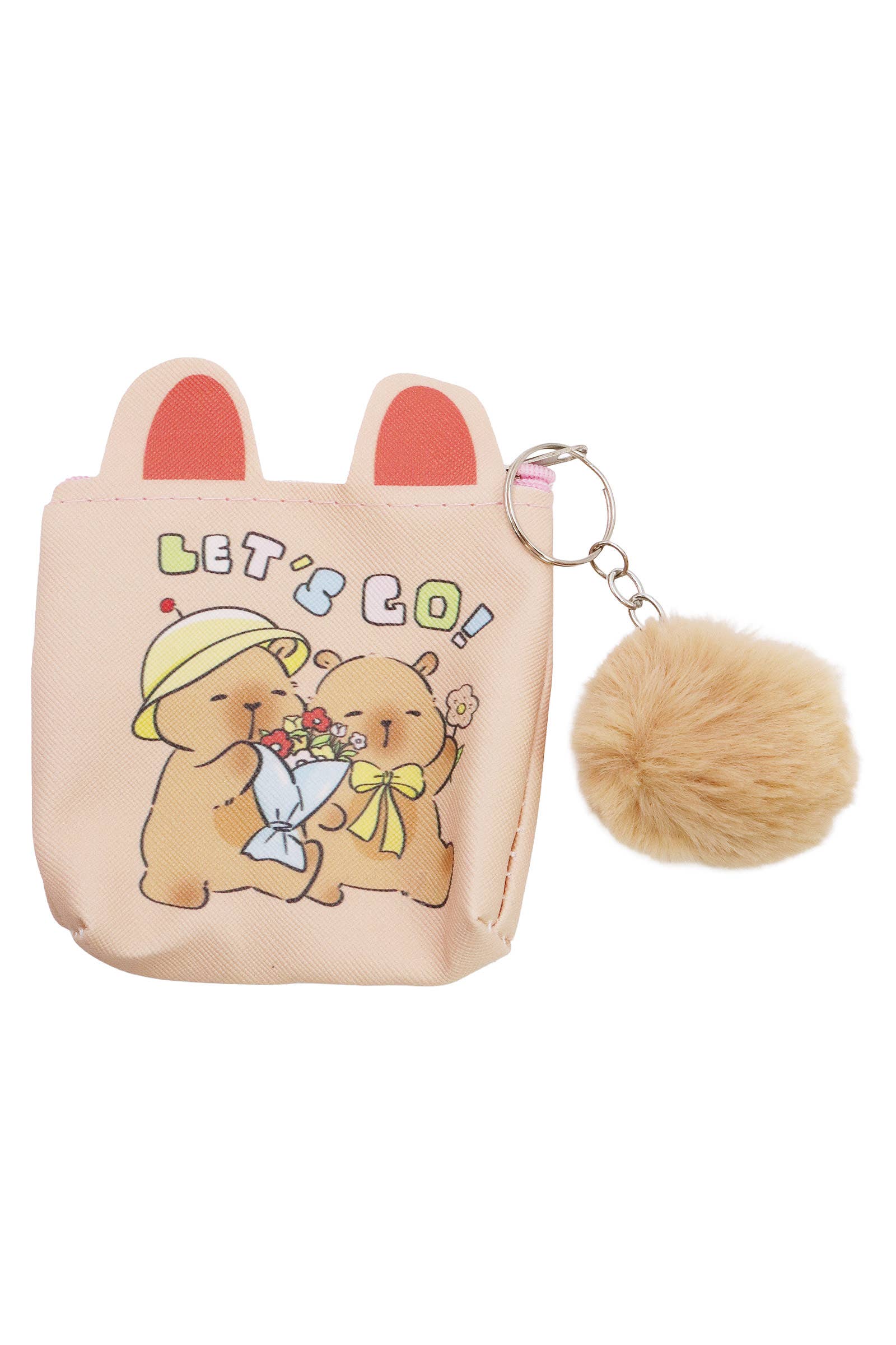 ASSORTED Capybara Pom Pom Vegan Leather Coin Purse Bag for wholesale on Faire6