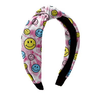 Happy Face Knot Headband for wholesale by Top Trenz Inc