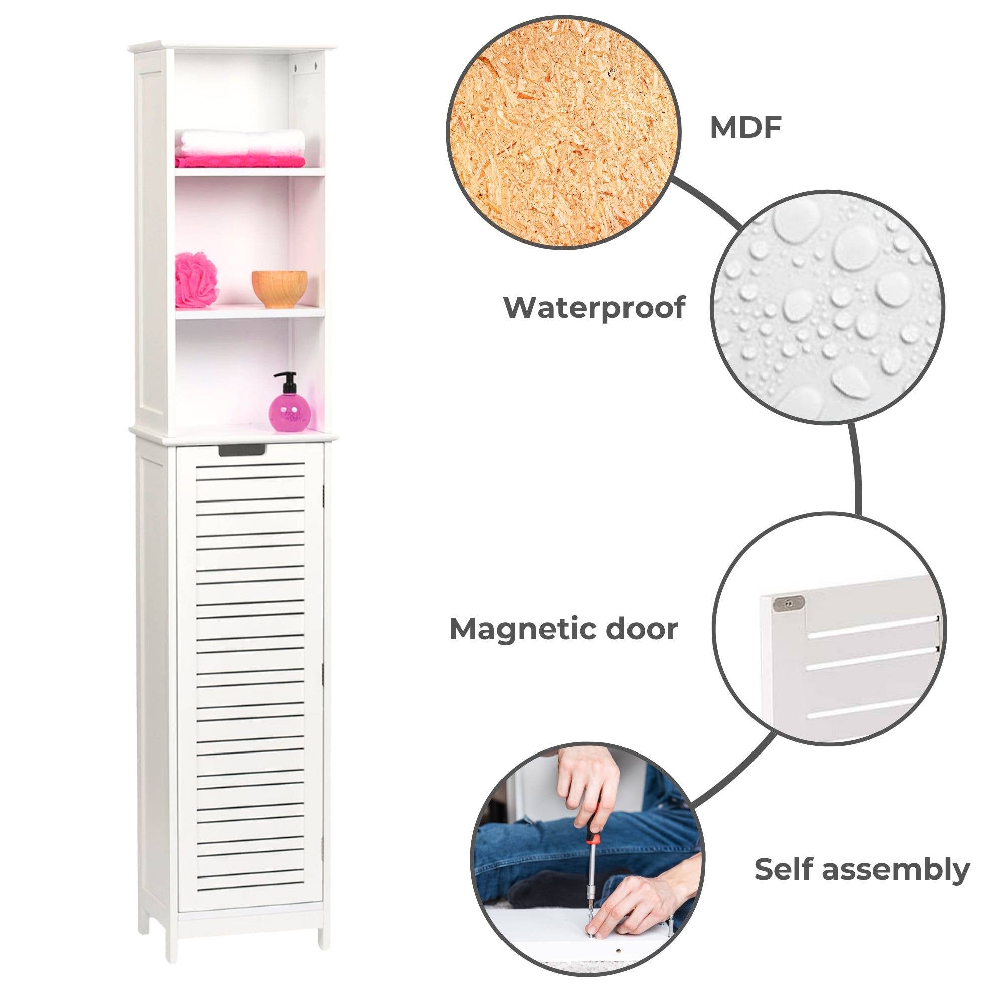 Tall White Storage Cabinet – Miami for wholesale on Faire4