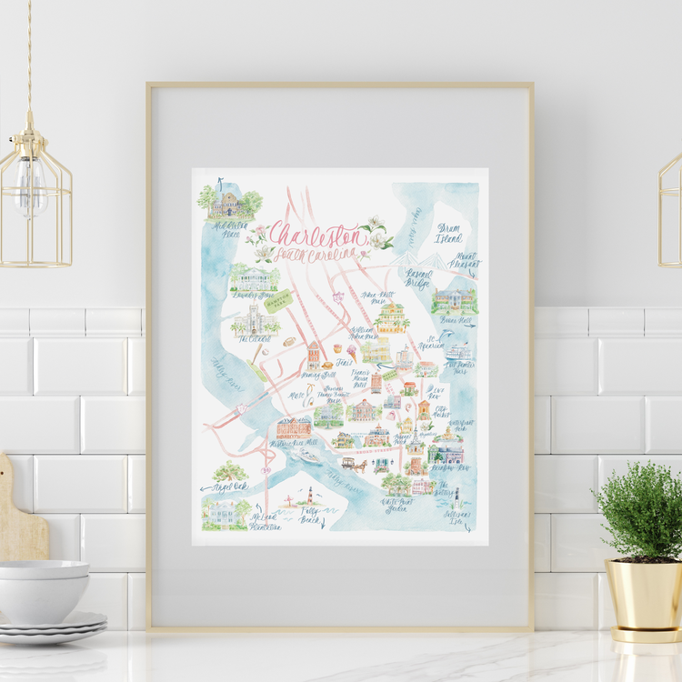 Simply Jessica Marie - Wholesale Art Print - Charleston Map Watercolor Art Print1