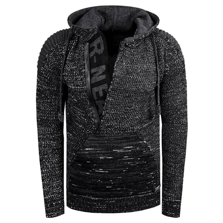 Felpa con cappuccio a contrasto in maglia grossa con zip 1/2 13290 per la vendita all'ingrosso da parte di Rusty Neal