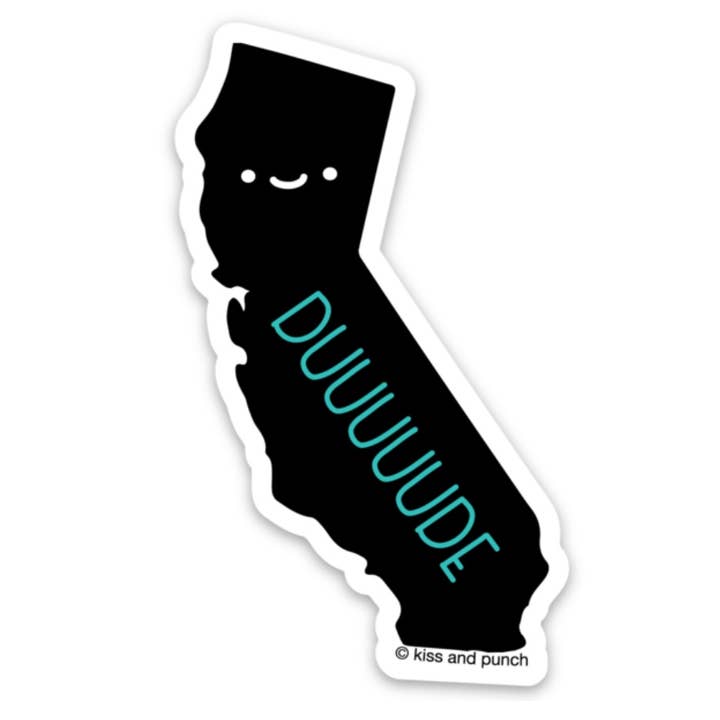 3 Inch Silly State California Dude Diecut Vinyl Sticker for wholesale by Kiss and Punch