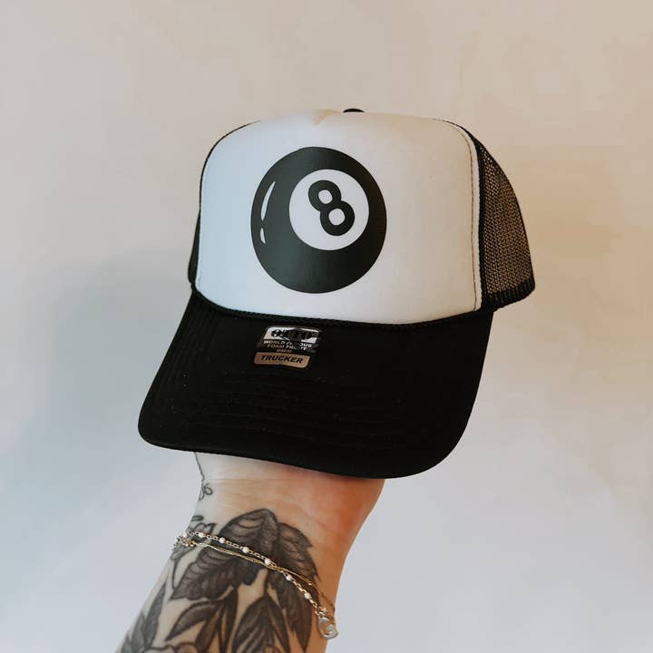Grady Ln Boutique - Wholesale Trucker Hat - Women's - Eight Ball Trucker Hat0