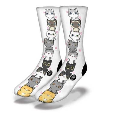 Chaussettes chat mignon MEME KITTY TOTEM POLE pour la vente par Savvy Sox