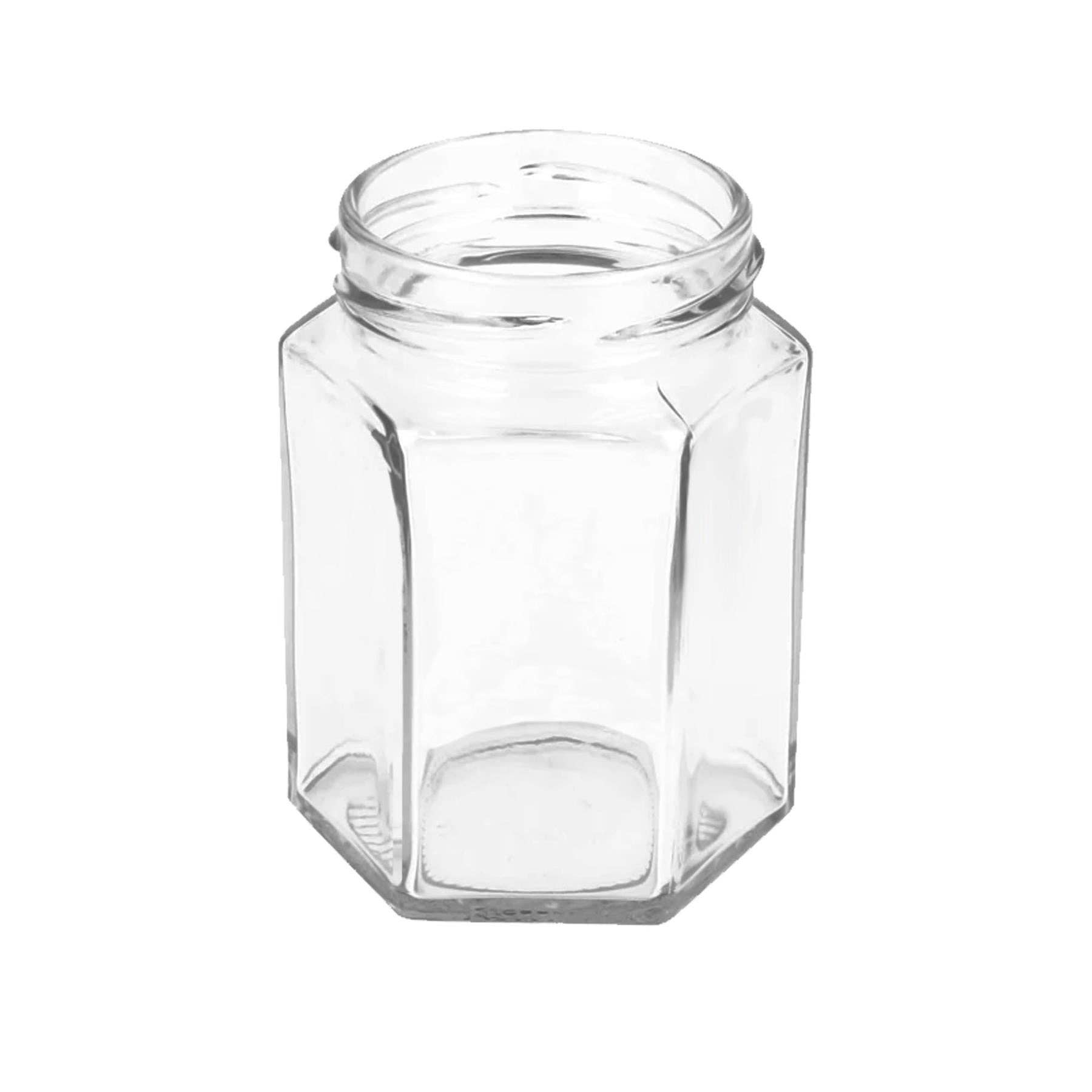 Rinkit Ltd – Jarra por atacado – Frasco de Vidro Hexagonal para Compota com Tampa de 250ml6