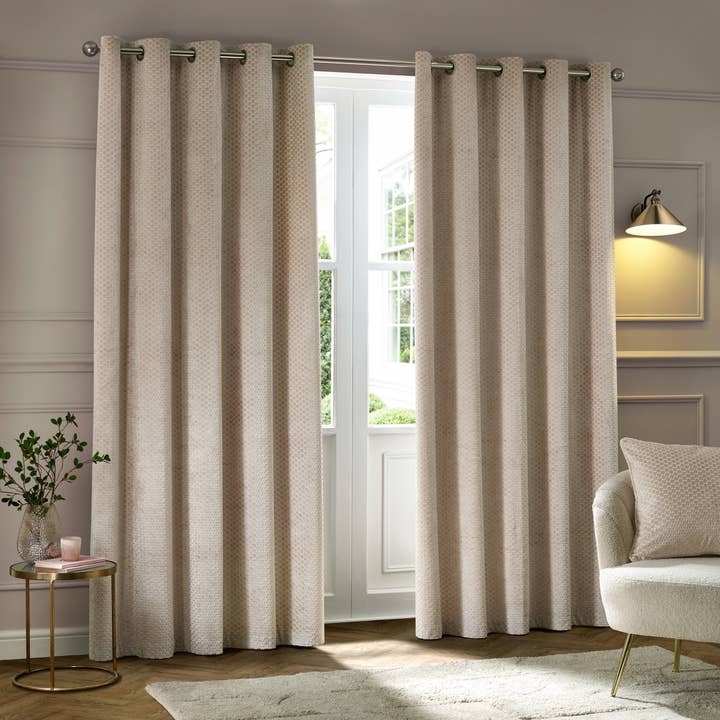 Neptune Velvet Room Darkening Eyelet Curtains Champagne for wholesale on Faire1