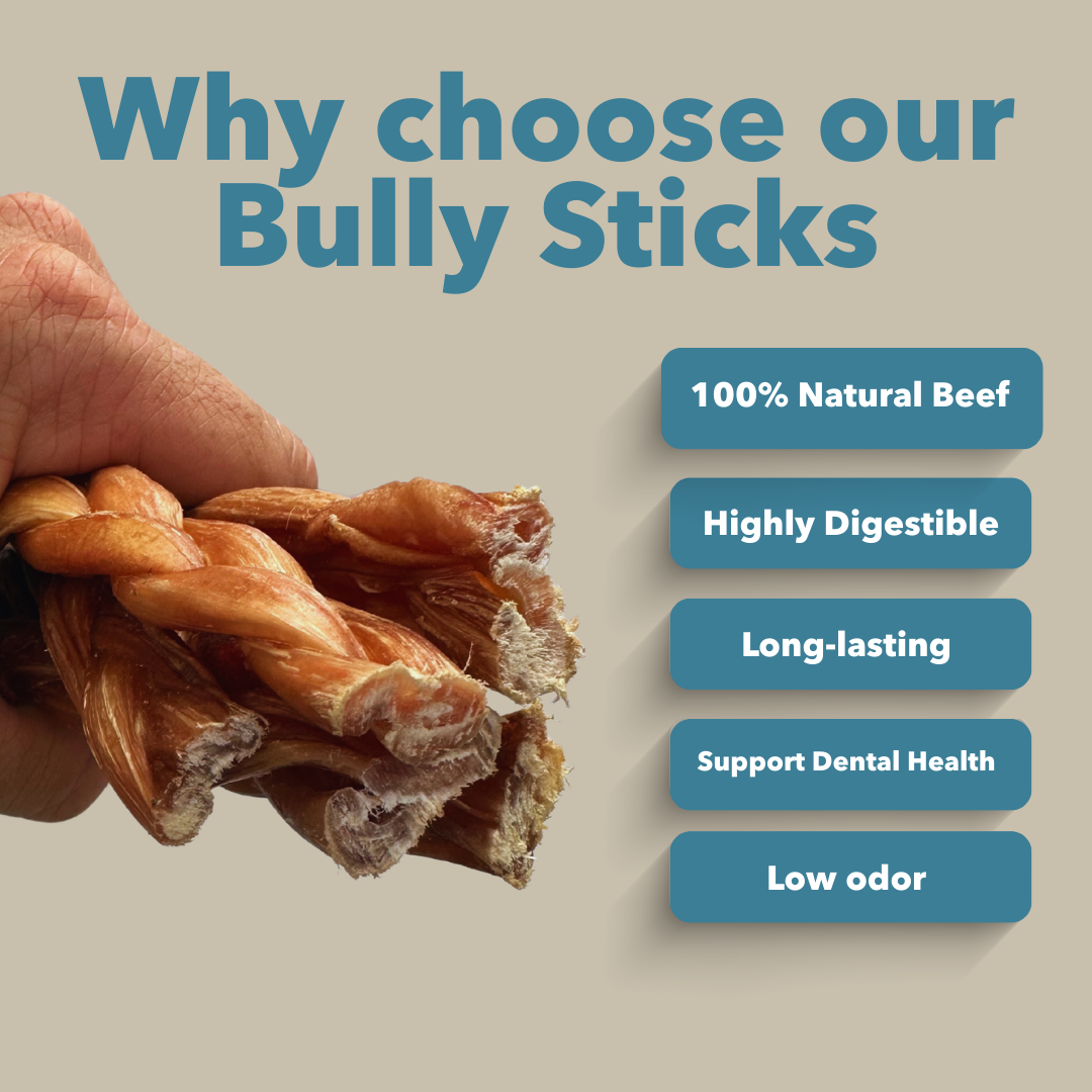 Mighty Chewz - Wholesale Pet Treats - Dog - 6" Standard Braided Bully Sticks ($1.84/ stick)2