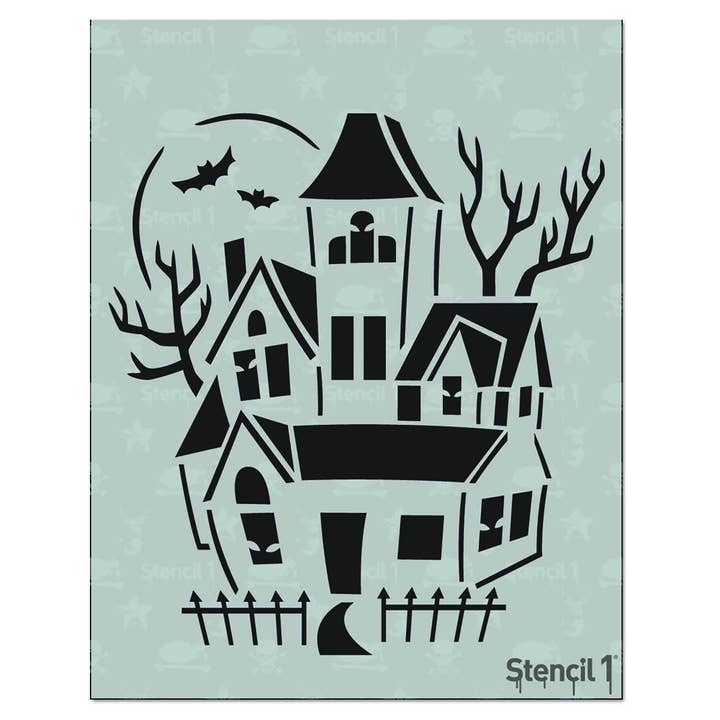 REMOVED BRAND – wholesale Stencil/craft die – Haunted House Stencil (8.5"x11")