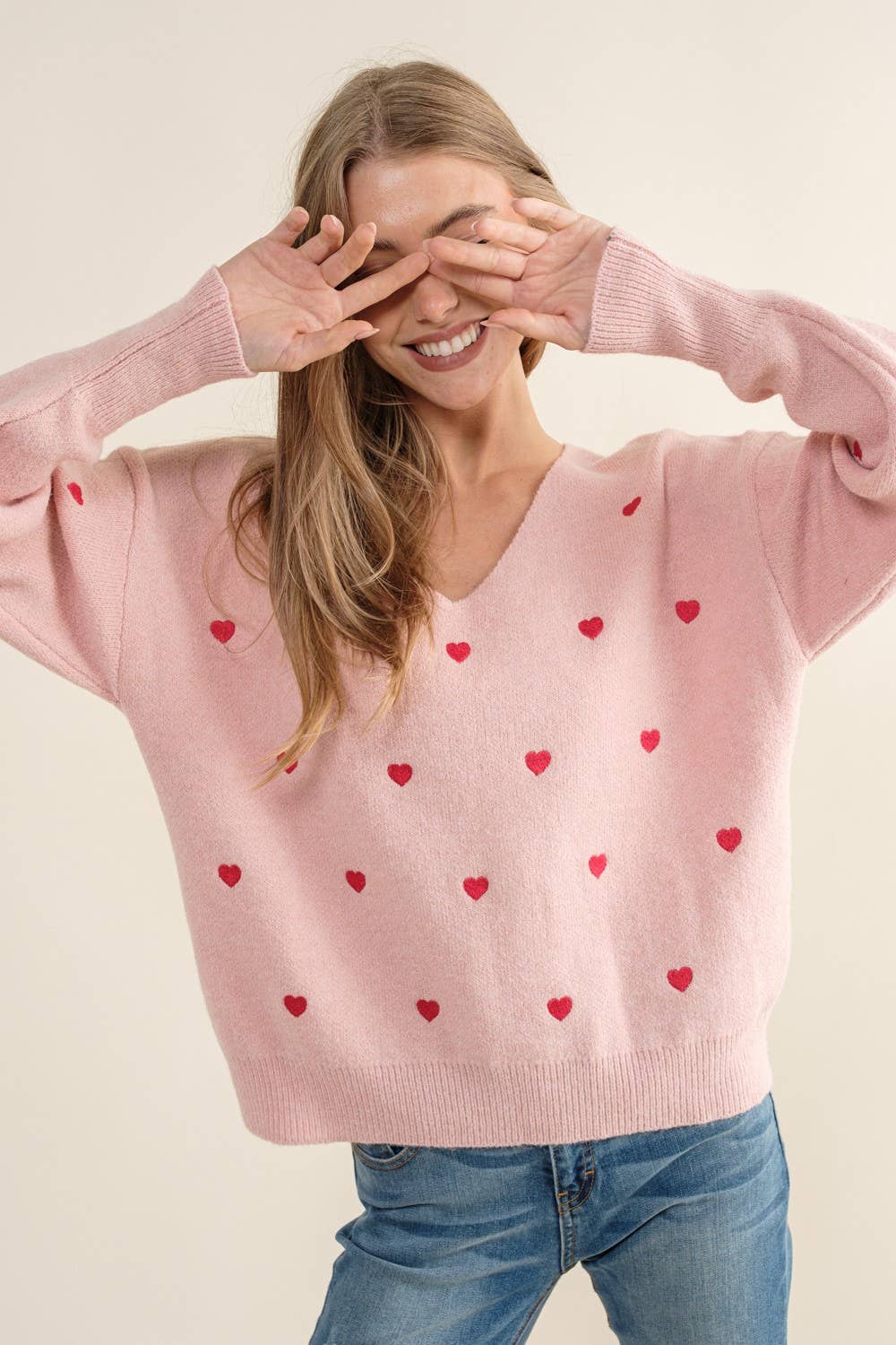 Sweet Generis - Wholesale Knit Sweater - Women's - HEART PATTERN BOXY KNIT PULLOVER SWEATER18
