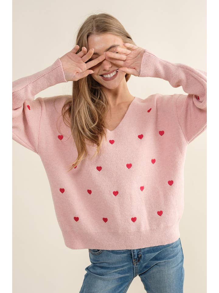 Sweet Generis - Wholesale Knit Sweater - Women's - HEART PATTERN BOXY KNIT PULLOVER SWEATER18