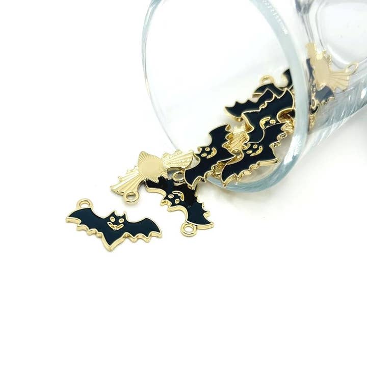Black Bat Halloween Charms, 14x23mm for wholesale by Guerrilla Charm