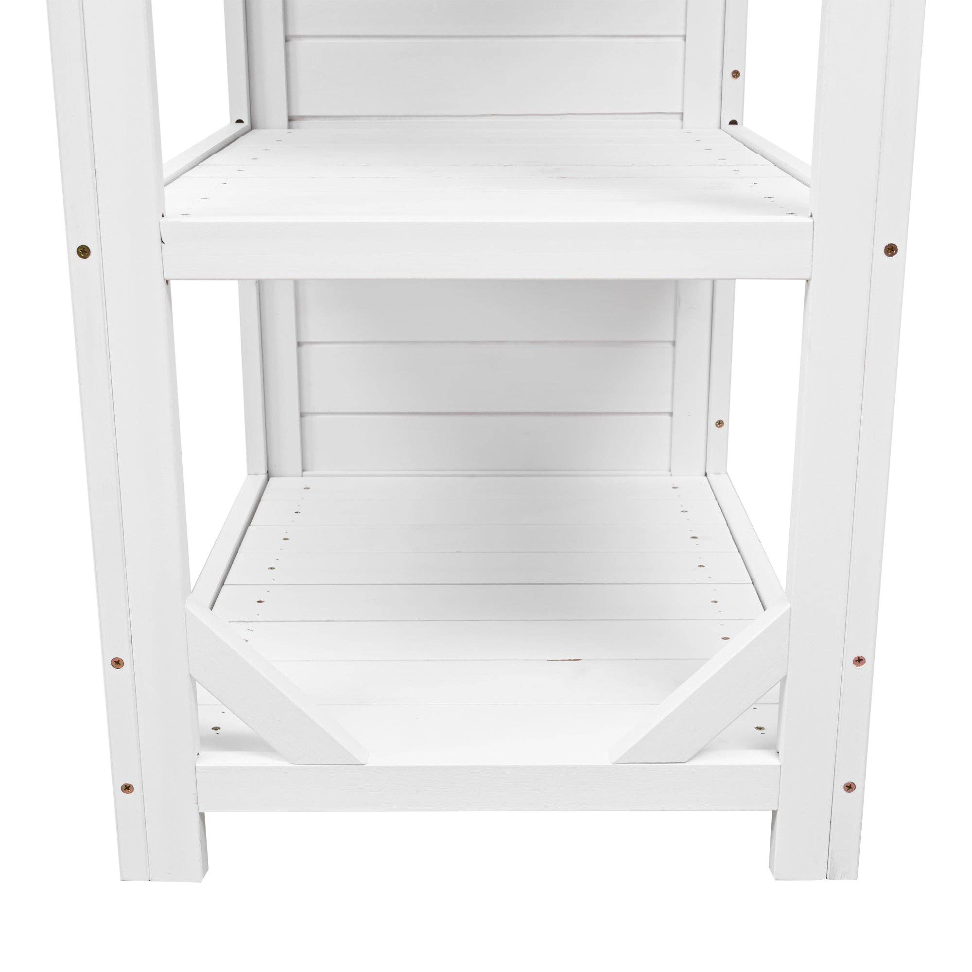 39F Inc. - Vente Bibelots/décorations d'extérieur - Banc de rempotage en bois de sapin blanc avec crédence, poste de travail de jardin17