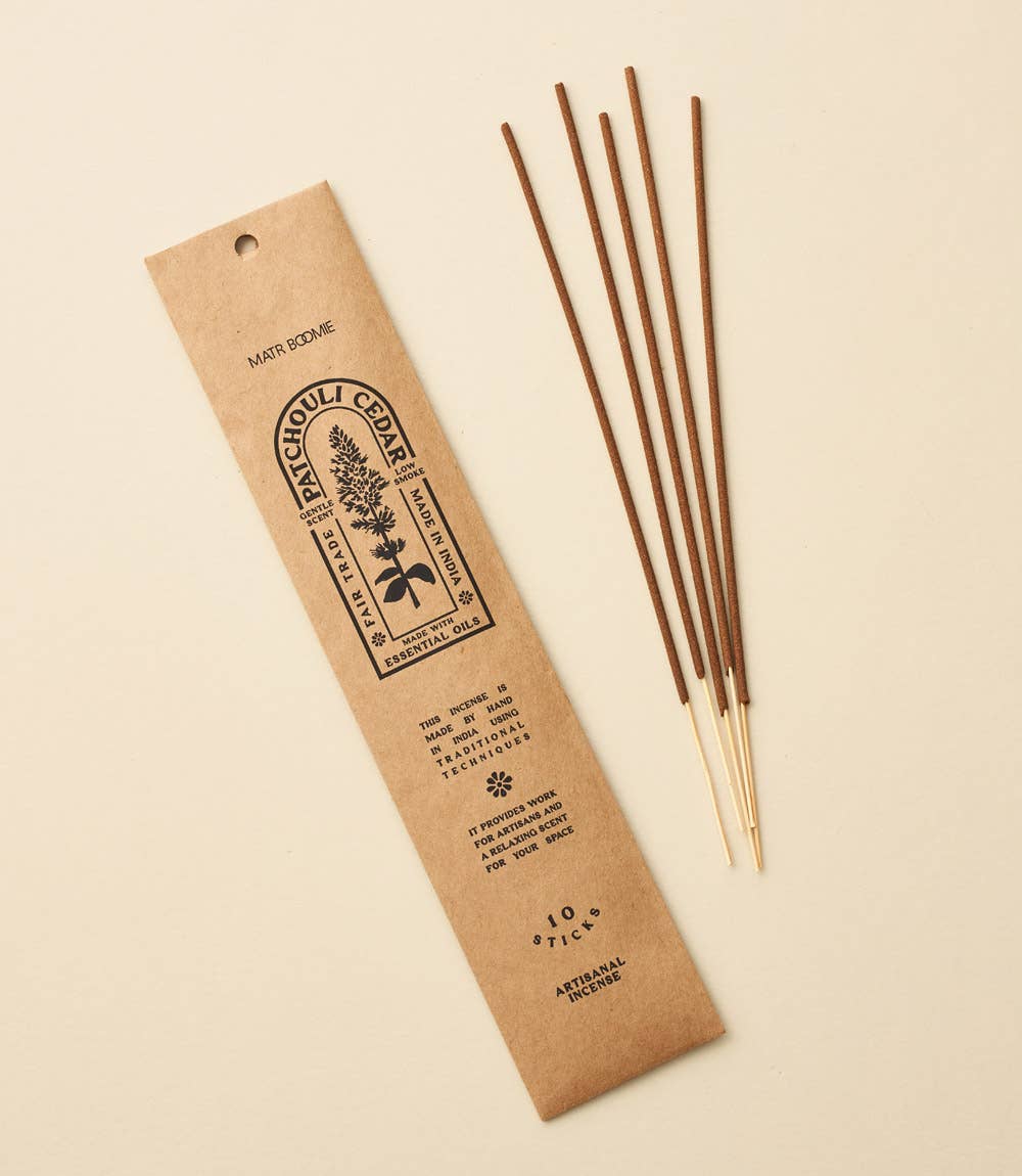 Matr Boomie Fair Trade - Wholesale Incense - Patchouli Cedar Incense - 10 sticks, low smoke1