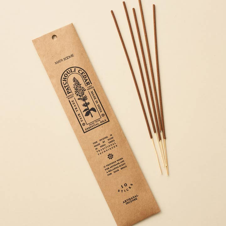 Matr Boomie Fair Trade - Wholesale Incense - Patchouli Cedar Incense - 10 sticks, low smoke1