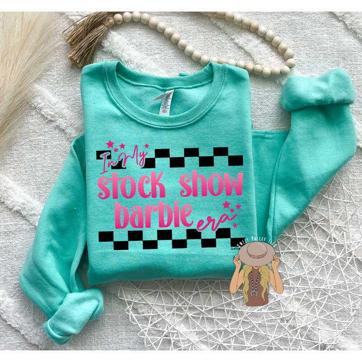 In My Stock Show Barbie Era Crewneck - Cool Mint for wholesale by Sweet Valley Tees
