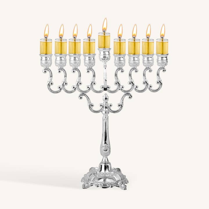 Ner Mitzvah - Vendita all'ingrosso Menorah - Olio Menorah, 25,4 cm, placcato in argento0