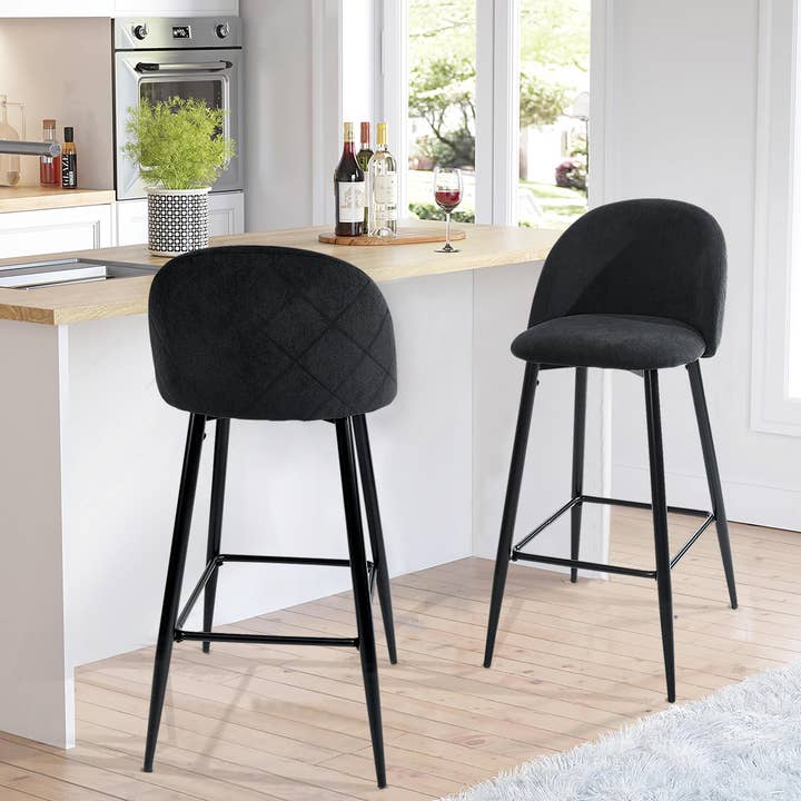 HASEEB Kitchen Modern 27.6'' Barstool Black Fabric for wholesale by 39F Inc.