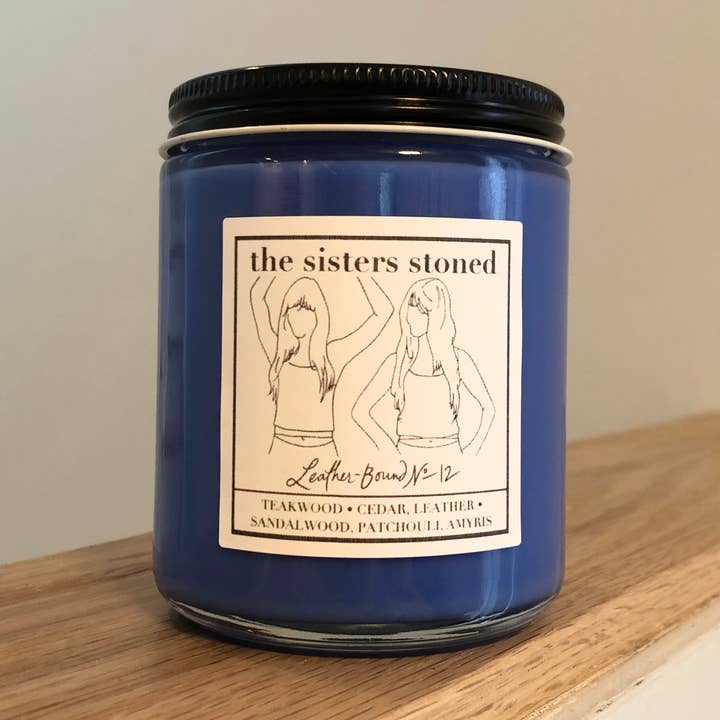 Leather-Bound No. 12 Soy Single Wick Candle for wholesale by The Sisters Stoned