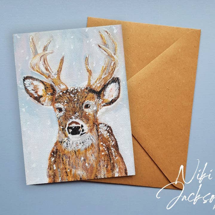 Baby Stag Greeting Card for wholesale by Niki Jackson Art