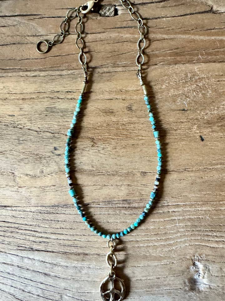 Funky Peace Turquoise Necklace for wholesale by Funky Trunk Vintage Designs
