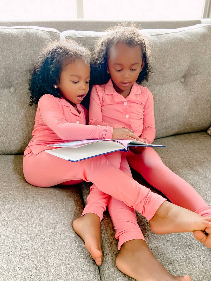 Kid's Blush Beauty Pink Pajama Set for wholesale by Weekend Made