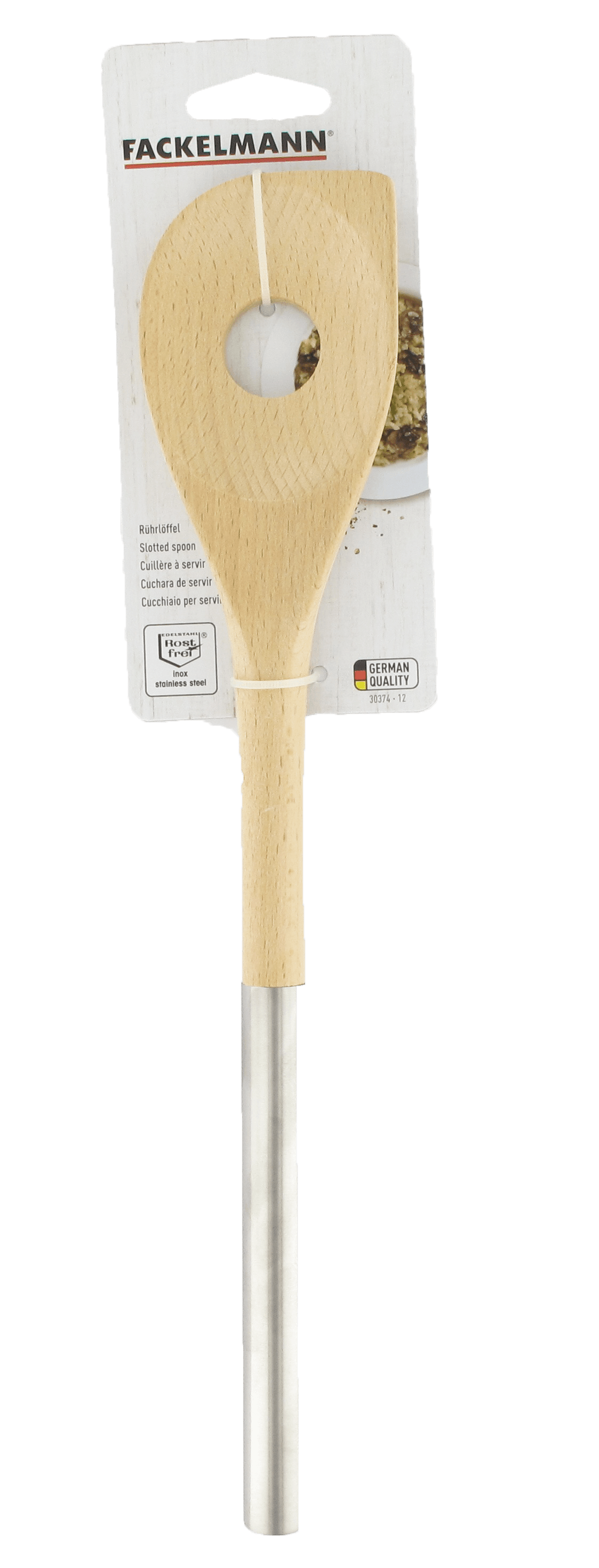 Fackelmann - Wholesale Kitchen Spoon - Beveled stainless steel wooden spoon 34 cm2