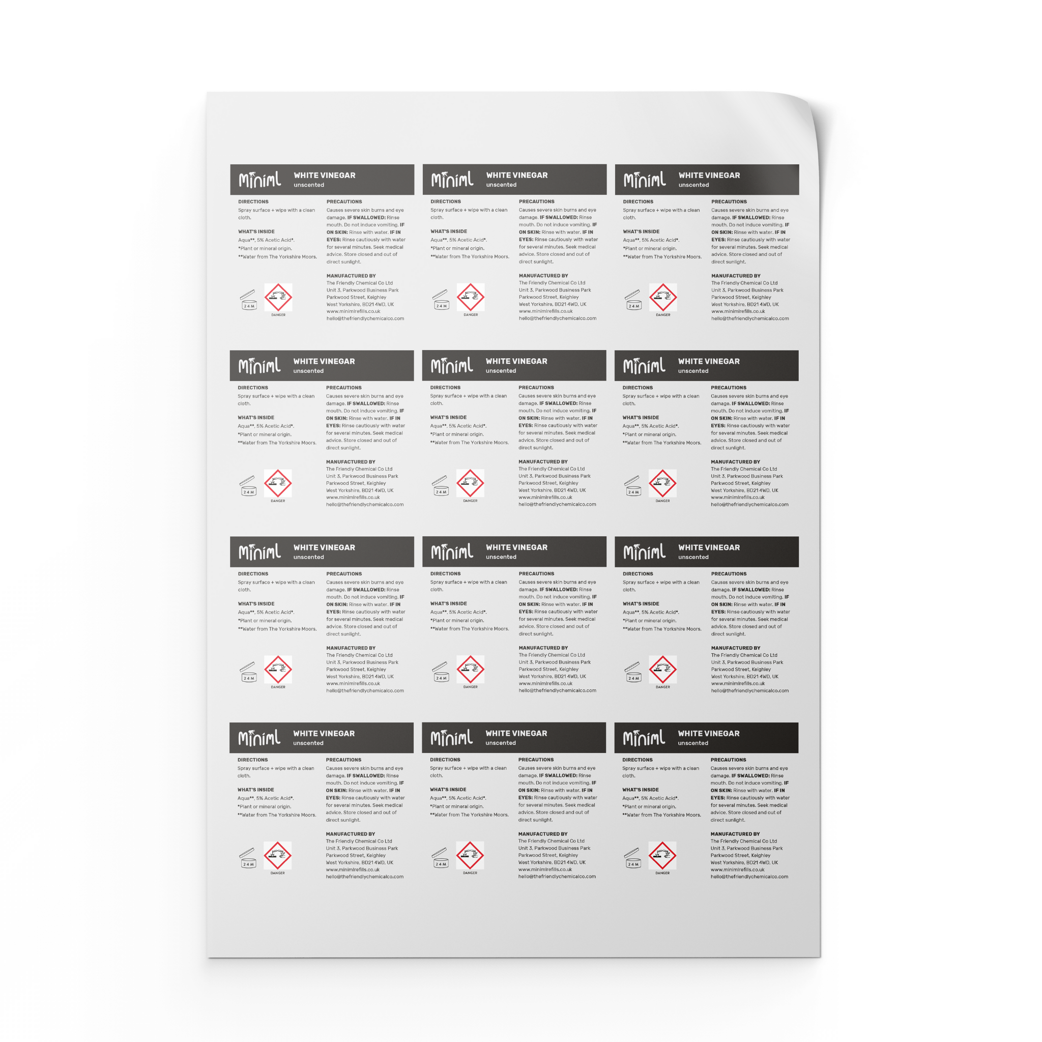 Miniml – wholesale Craft supplies – Miniml Safety Label Sheet - 12 x Labels (MIN217)12