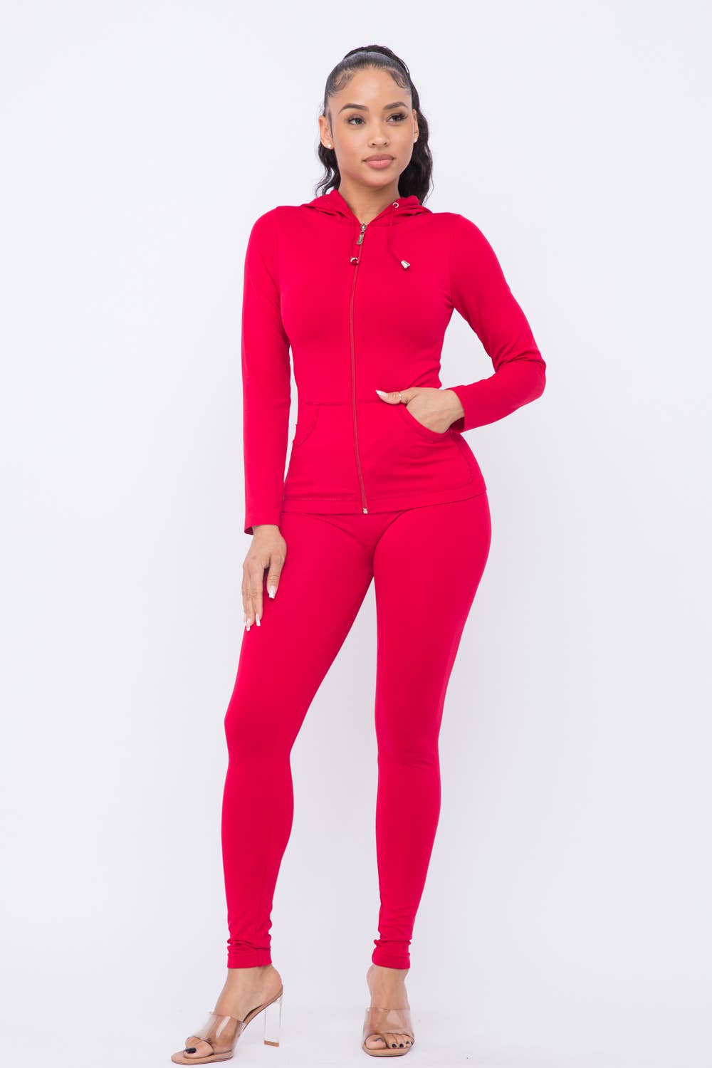Julia by LoveJ - Wholesale Lounge Set - Women's - Seamless Zip Up Hoodie And Leggings Set0