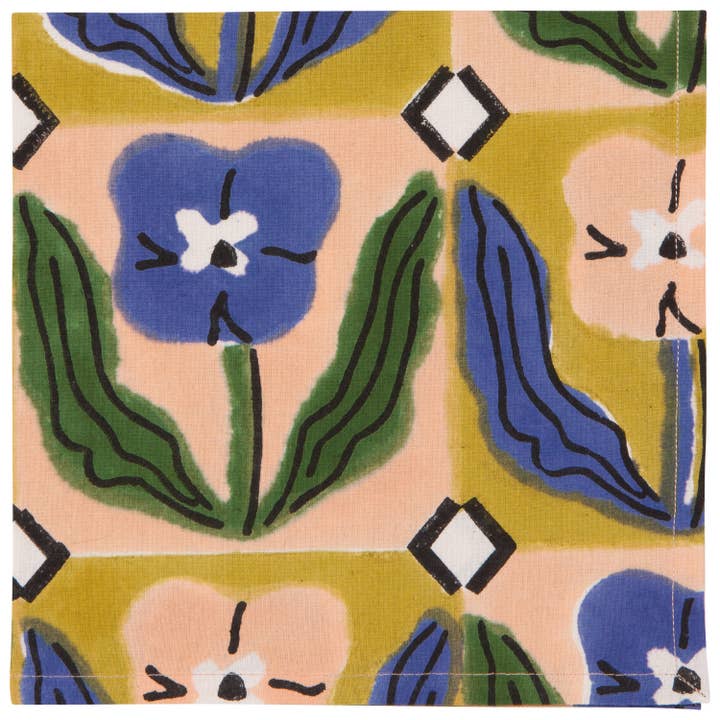Danica Studio - Wholesale Dinner & Cloth Napkin - Teppi Block Print Napkins Set of 43