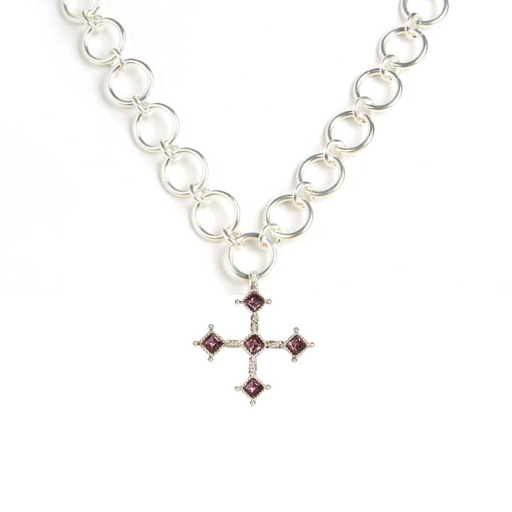 Brigid Betty Necklace with Cross Medallion - Silver for wholesale by VSA Designs Inc.
