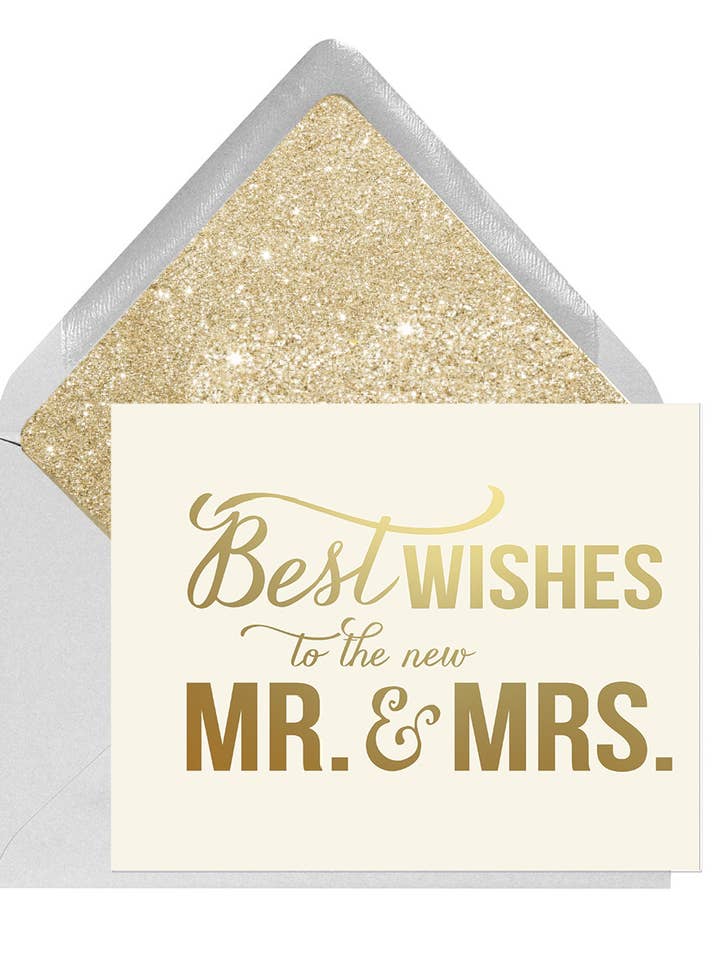 Best Wishes Mr. and Mrs. Wedding Greeting Card for wholesale by Ginger P. Designs