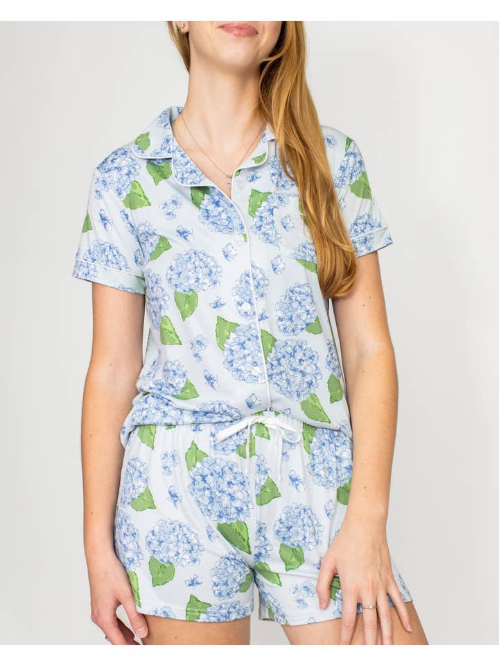 The Royal Standard - Wholesale Sleepwear Bottom - Women's - Hydrangea Sleep Shorts Illusion/Blue/Green -Asst.2