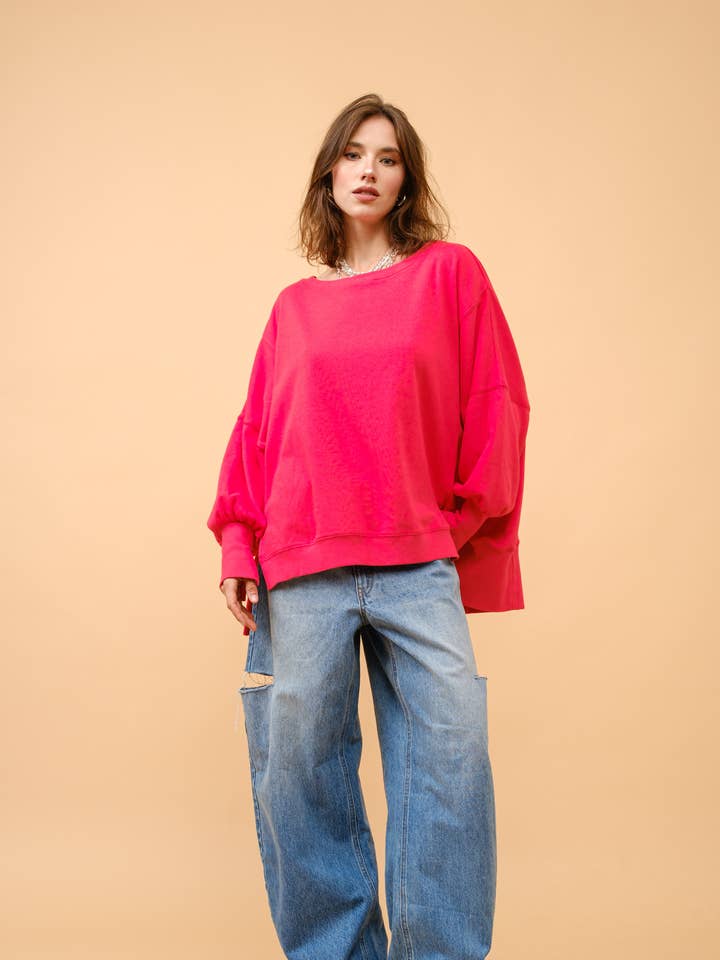 HEATHER GREY OVERSIZED SWEATSHIRTS S10550 for wholesale on Faire
