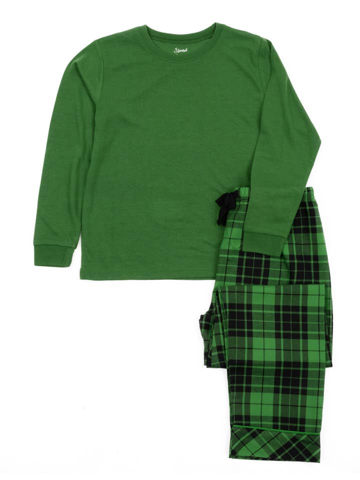 Leveret Pajamas - Wholesale Sleepwear Set - Kids - Kids Pajamas Poly Top & Flannel Feel Pants1