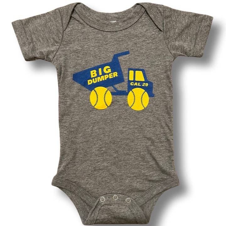 Big Dumper Cal 29 baby onesie for wholesale by Sweetpea and Boy