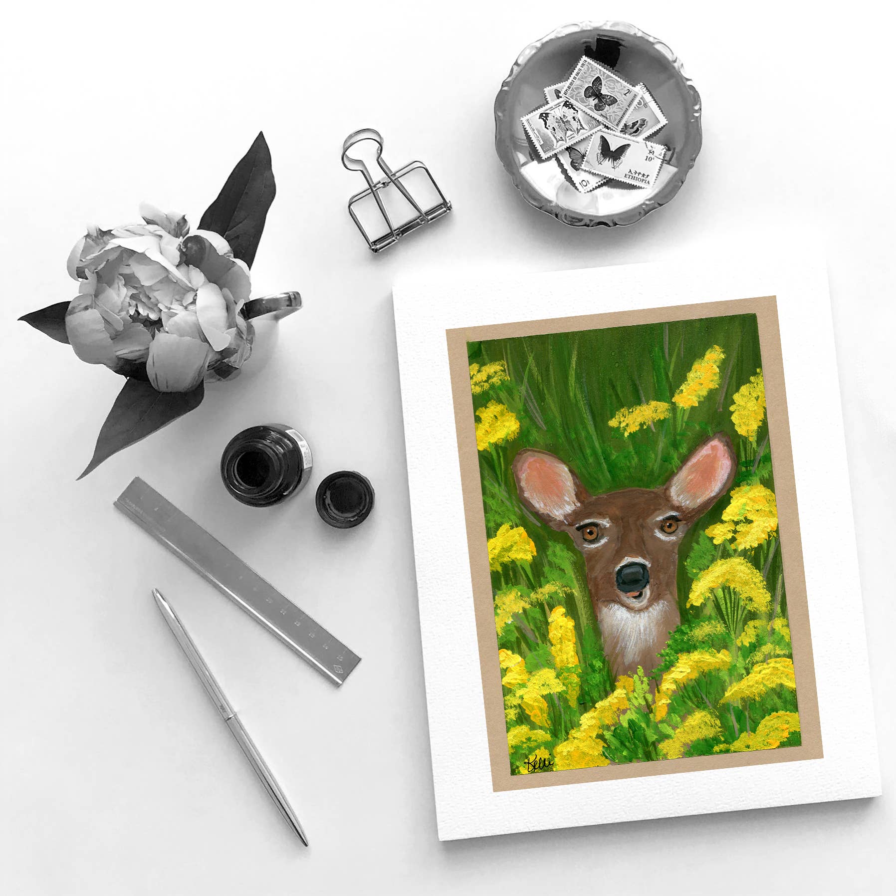 Kelli McNichols Art - Wholesale Everyday Greeting Card - White-tailed Doe Deer1
