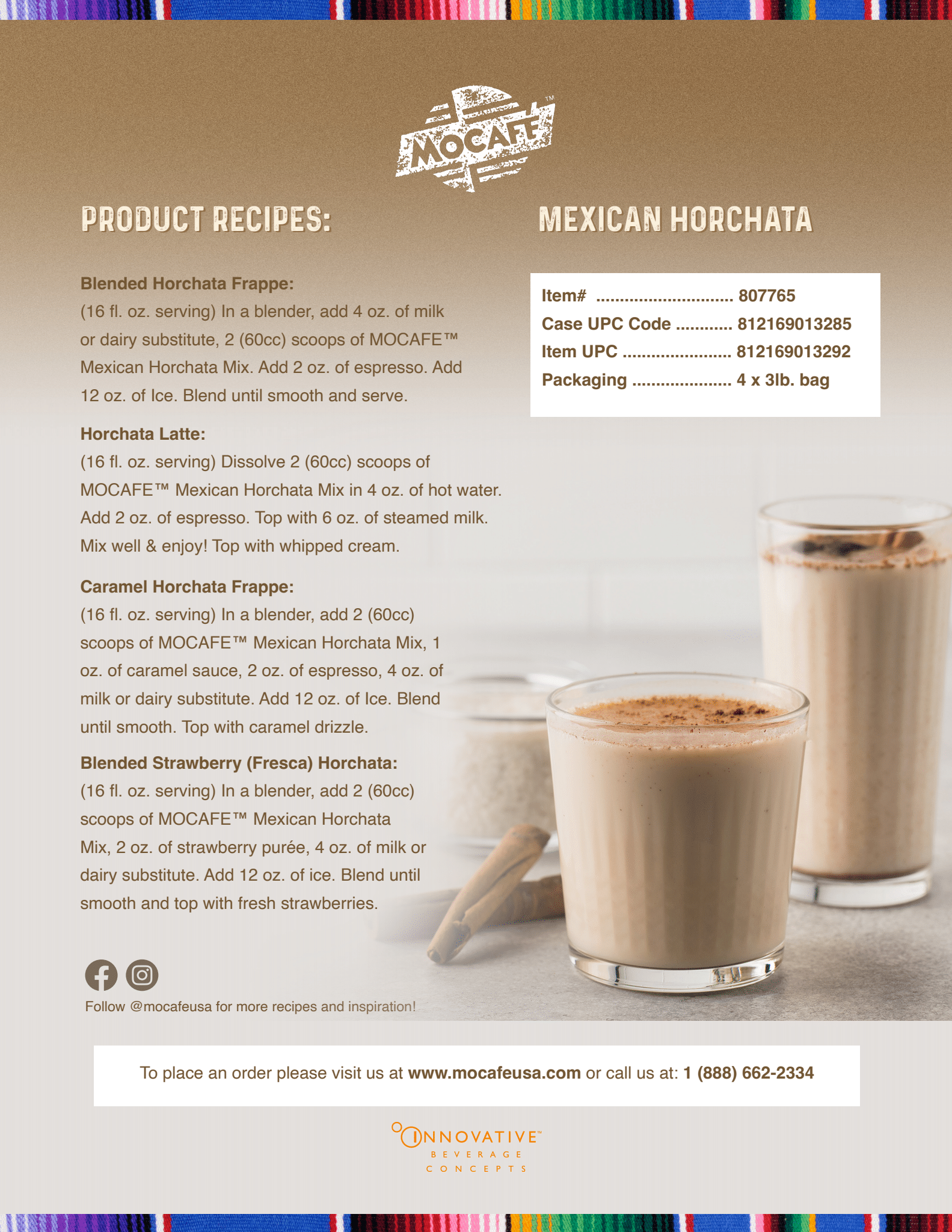 Innovative Beverage Concepts - Wholesale Beverage Mix - MOCAFE™ Horchata Mexican Agua Fresca Frappe Powder Mix4