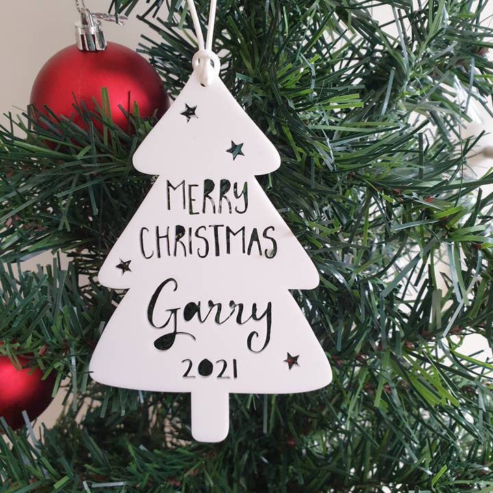 Little Birdy Finds - Wholesale Ornament - Personalised 'Merry Christmas' Christmas Tree Decoration1